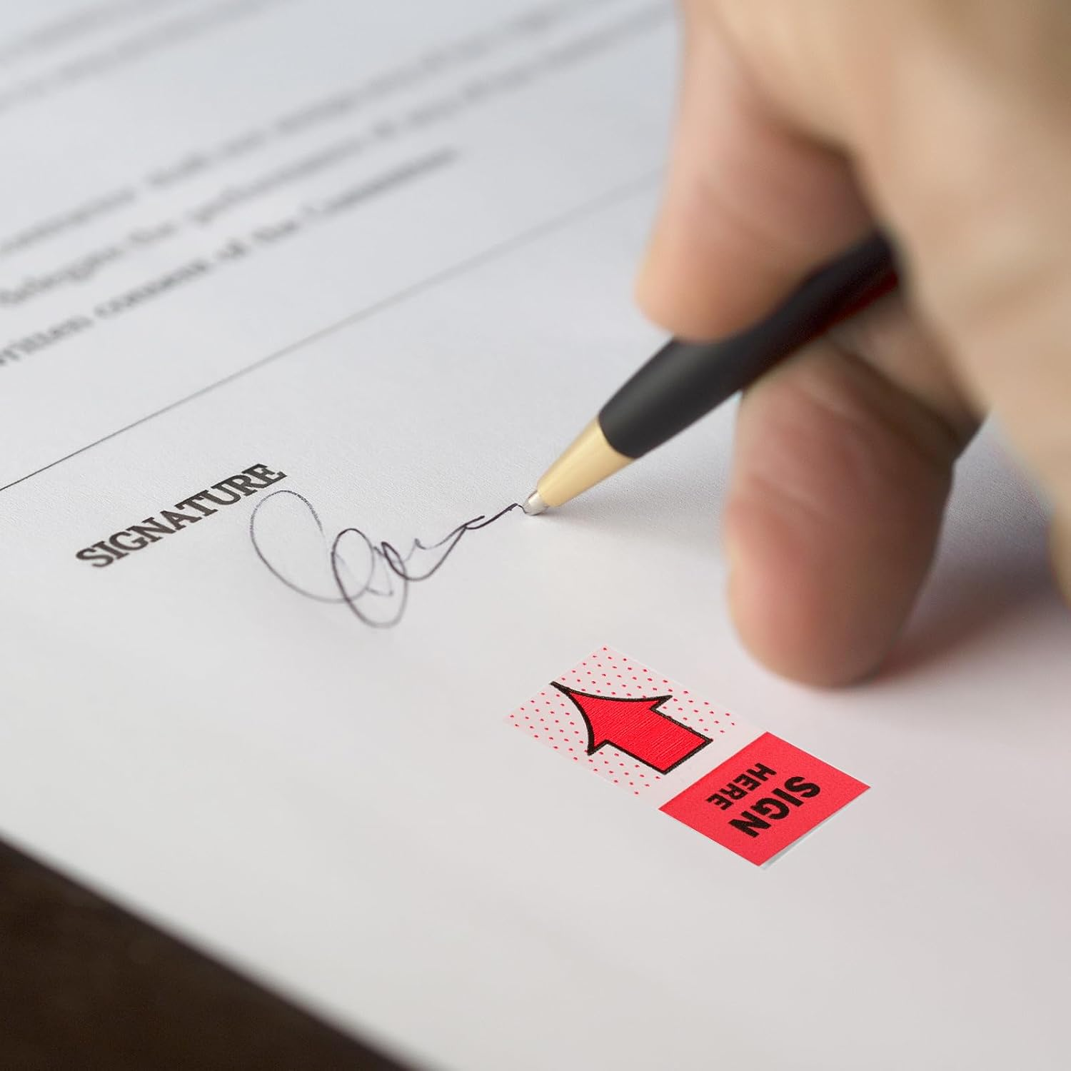 600Pcs/6 Packs Sign Here Tabs, Arrow Labels Stickers Sticky Signature Tags Adhesive Message Flags for Documents Notebooks Home Office School Supplies image number 1