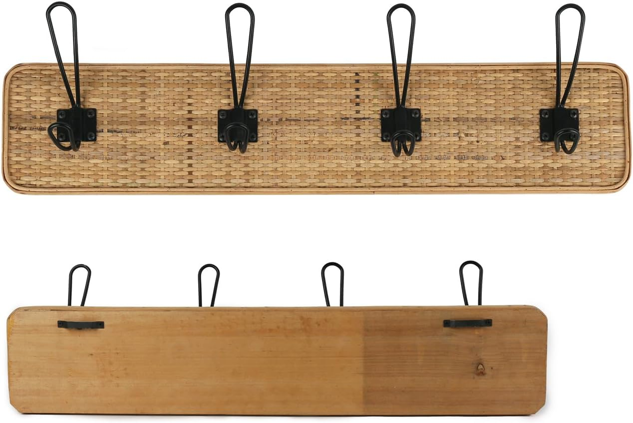 PERCHA 4 GANCHOS Madera/Metal