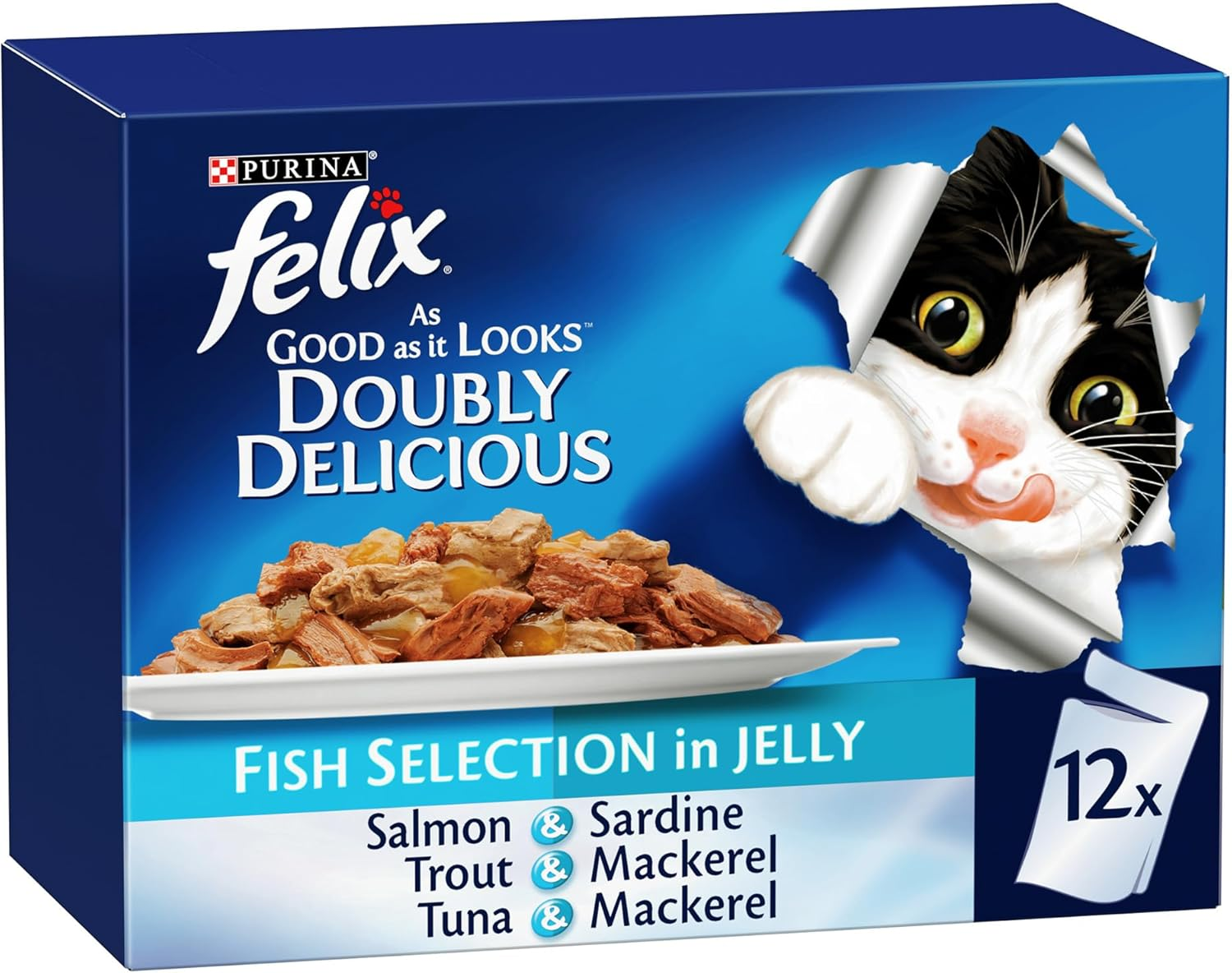 Felix as Good as It Looks Doubly Delicious Fish Selection in Jelly Wet Cat Food, 85 G (Pack of 12) image number 3