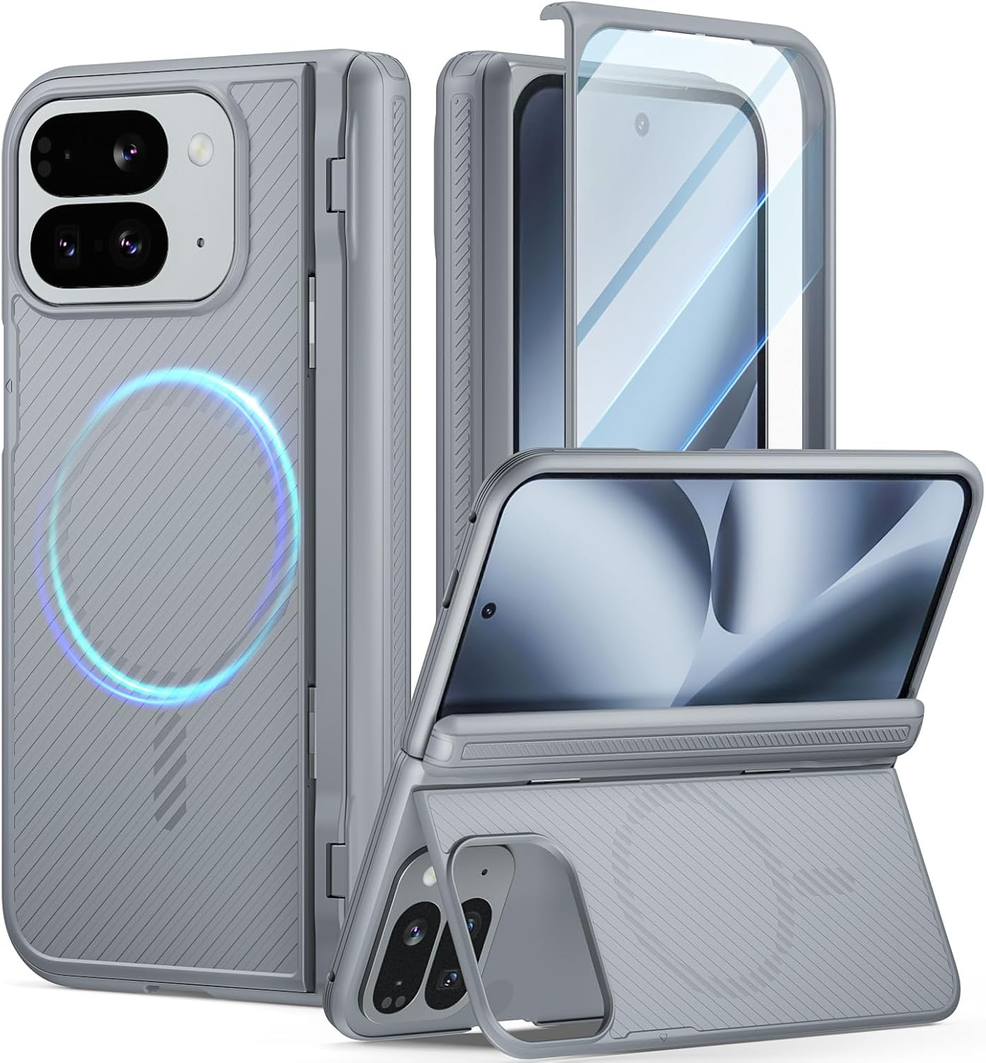 Poetic Revolution Flex Case for Google Pixel 10 Pro Fold, [Hidden Foldable Kickstand][Hinge Protection][Magsafe Compatible], Shockproof Pixel 10 Pro Fold Cover with Built-In-Screen Protector, Black