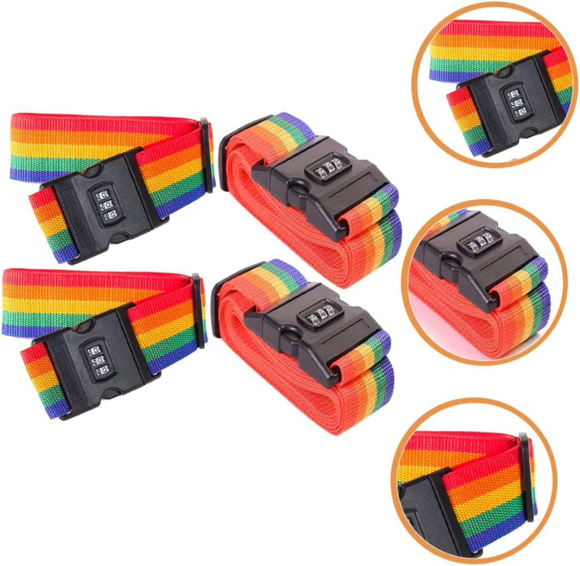 WATIIFUFU 4Pcs Adjustable Luggage Straps for Suitcases Tie down Cam Straps for Travel Duffel Bag Rainbow Colors image number 5