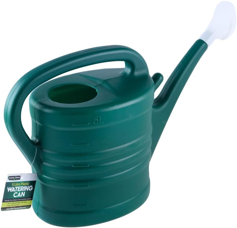 Garden Greens Wide Watering Can with Handle, Green/White, 5 Litre Capacity image number 4