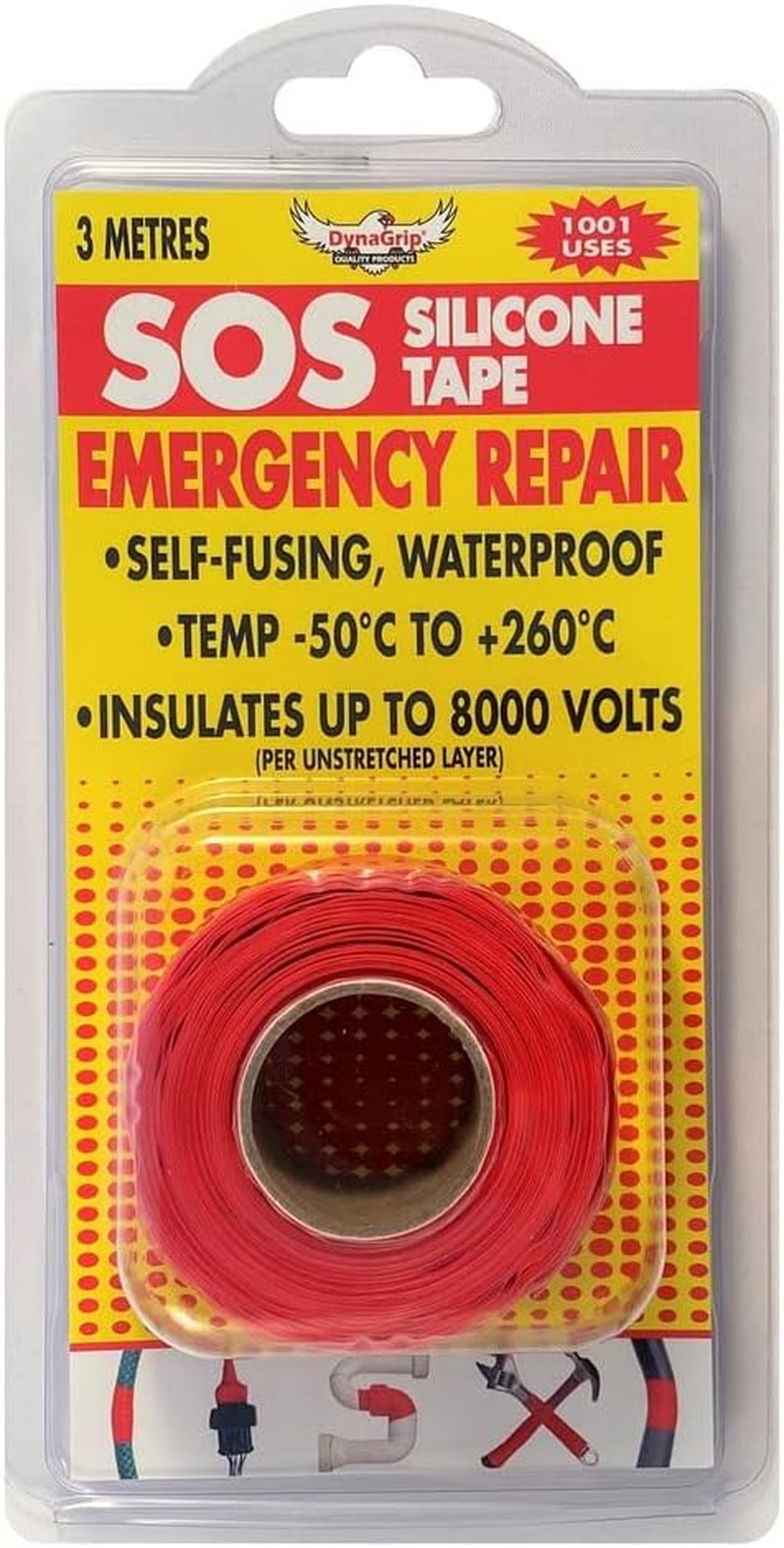 Dynagrip SOS Silicone Tape, 3 Meter Length, Red