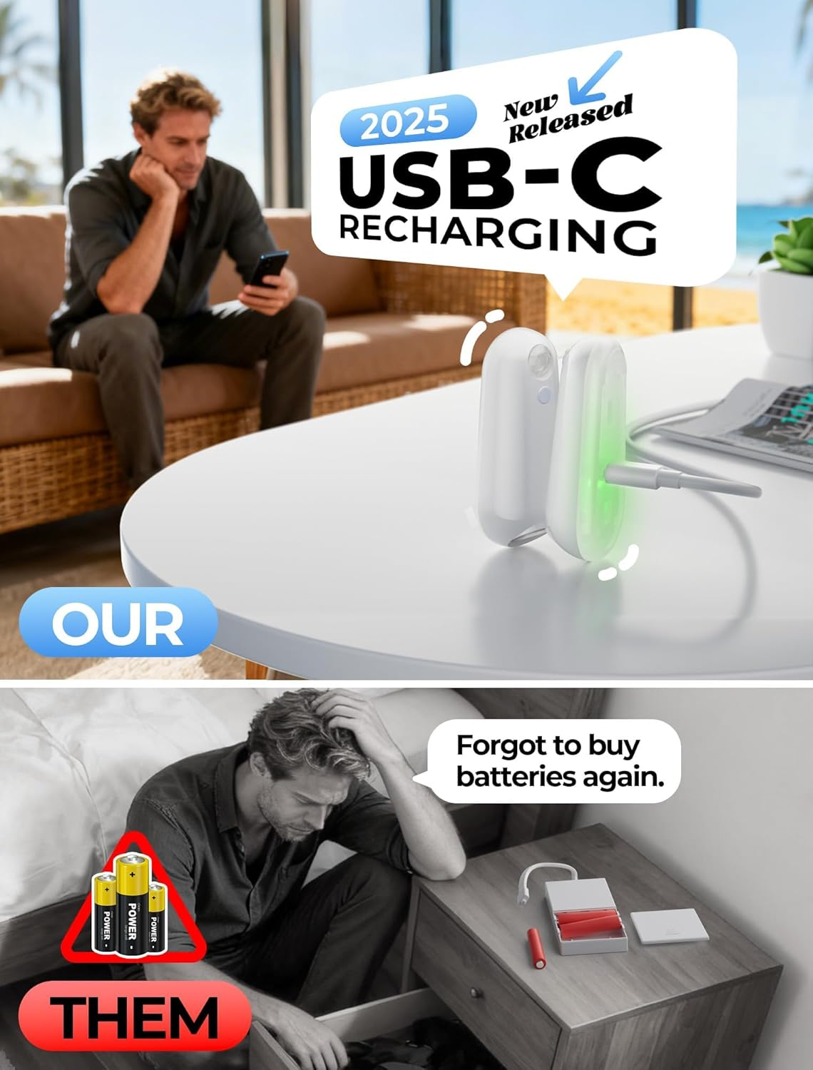 2 Pack Toilet Night Light Motion Sensor,8 Color Changing Rechargeable Toilet Bowl Light for Bathroom Accessories Decor,Splash-Proof Nightlight for Bathroom Hallway,Cool Gadgets Gifts for Women Men image number 3