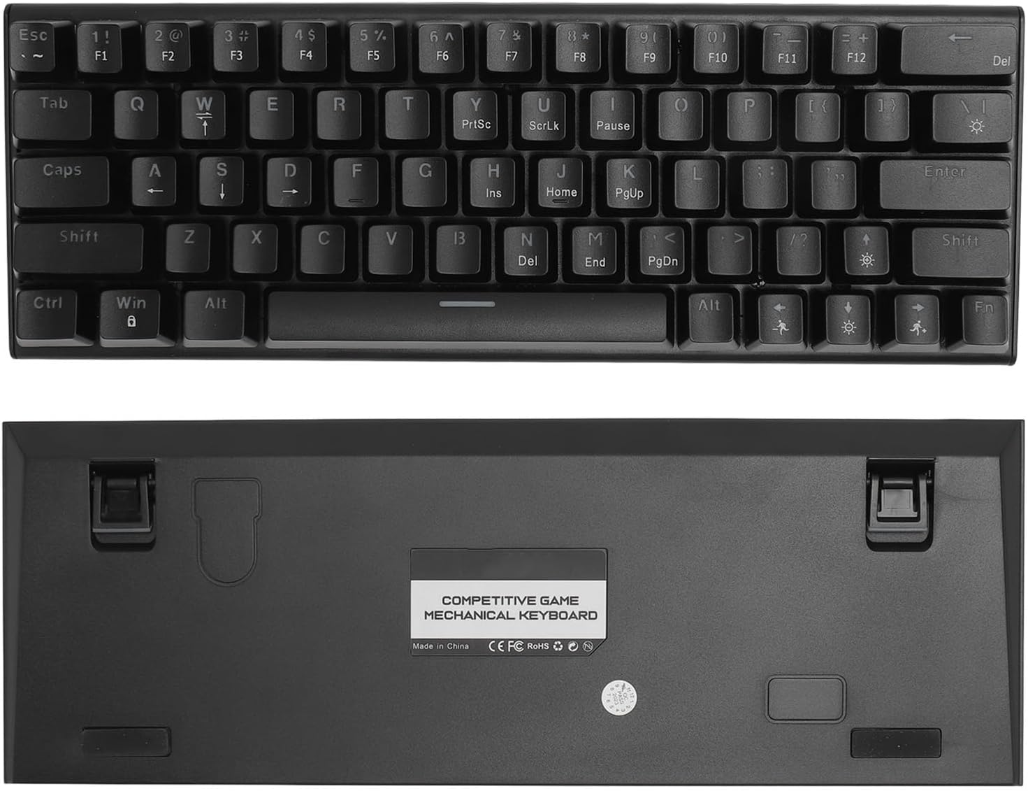 Compact 63-Key Mechanical Gaming Keyboard with RGB Backlit Blue Switches Wired USB for PC Laptop Desktop Computers