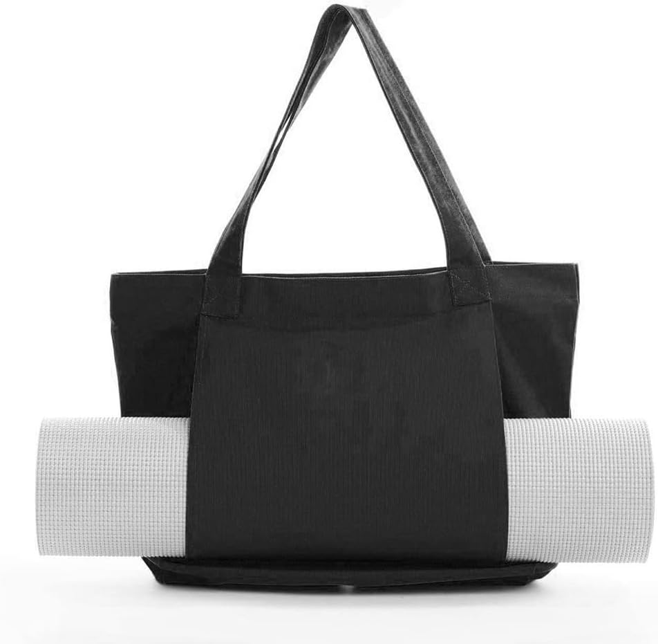 Yoga Mat Bag with Pockets - Multi-Functional Canvas Tote for Women - Portable Gym Carrier with Mat Holder for Pilates and Daily Uses