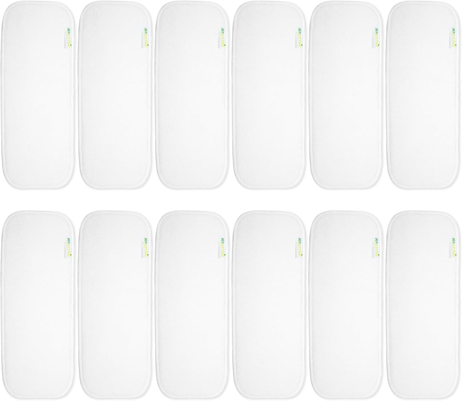 Wegreeco Reusable Soft 4 Layers 12 Pack Bamboo Inserts for Baby Cloth Diaperhigh Absorbing Washable Liners