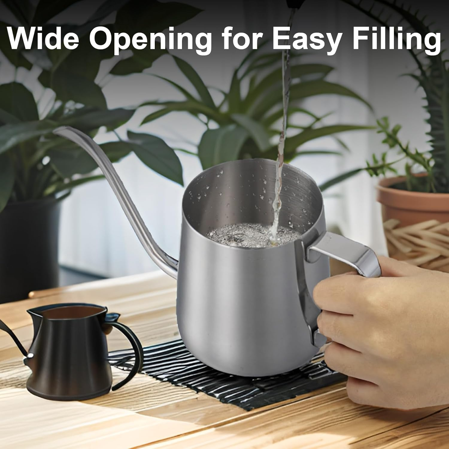 Small Silver Stainless Steel Watering Can, 12 Fluid Ounces image number 3