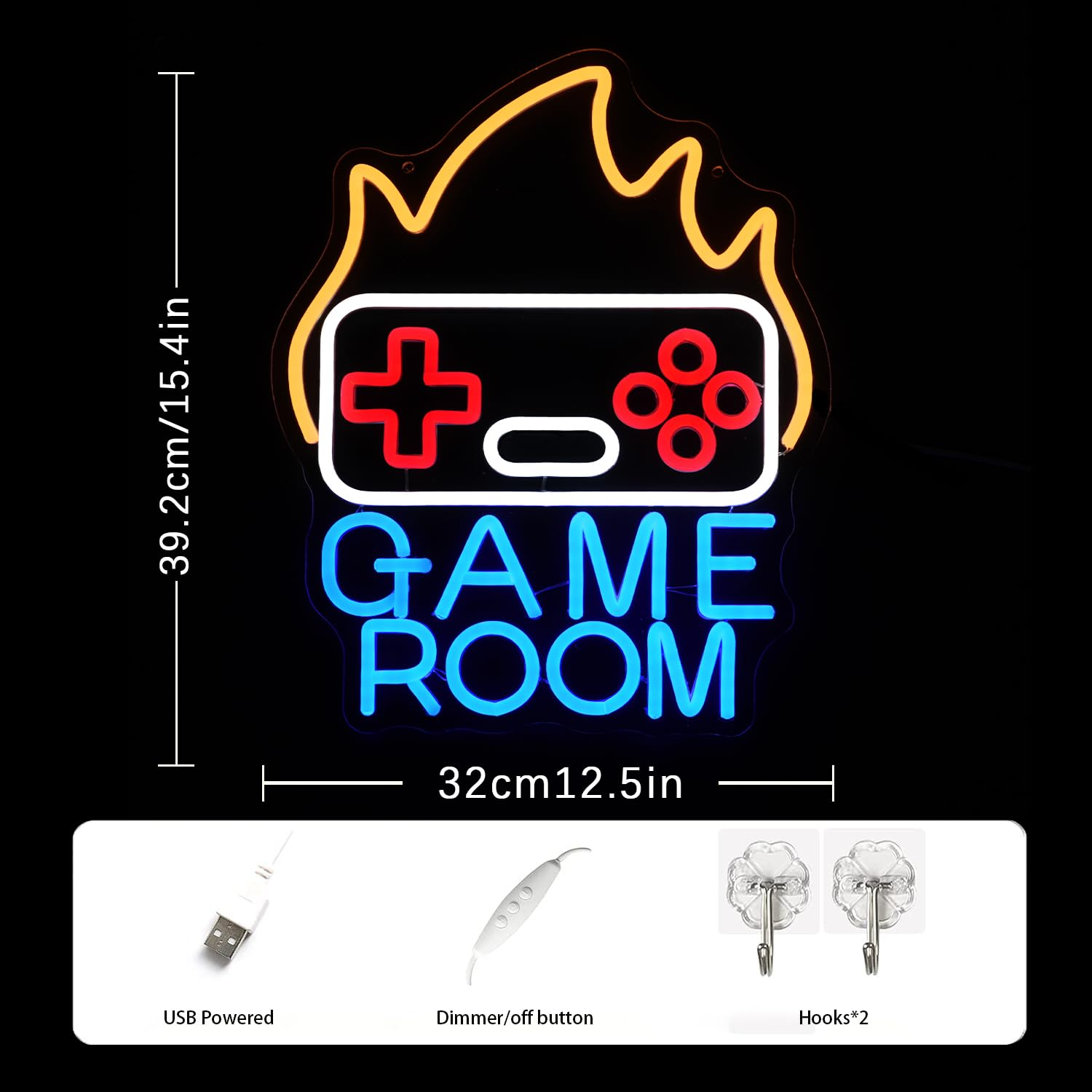 LMSIGNLY Game Room Neon Sign for Wall Decor Gamer Neon Light Flame Neon Light Sign Gaming LED Sign Blue Letter Neon Signs for Bedroom Teen Boys Bedroom Home Game Zone Competition Decor image number 5