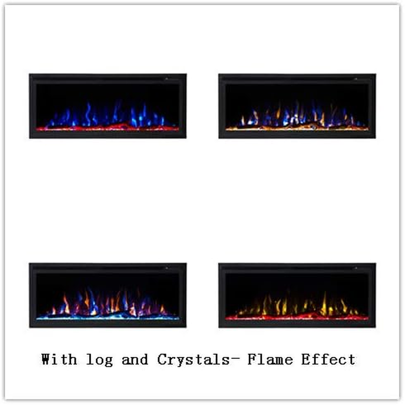 New Model 50" Slim Trim Black Built-In Recessed/Wall Mounted Heater Electric Fireplace image number 5