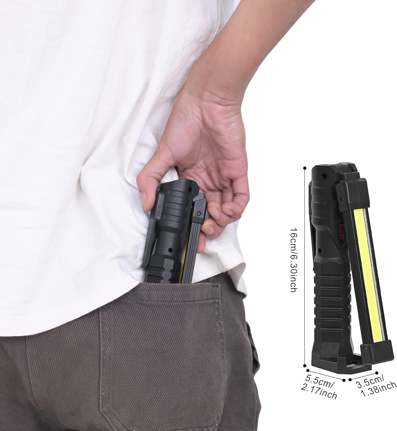 LED Rechargeable Torches Inspection Lamp,Vagocom Super Bright Flashlight Portable Battery Powered Work Light Tool with Magnetic Base 3 Color Light for Mechanic,Emergency,Christmas,Men Gift(2 Pack) image number 1