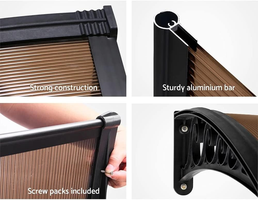 Instahut DIY Window Door Awning Brown 1 X 1M image number 6