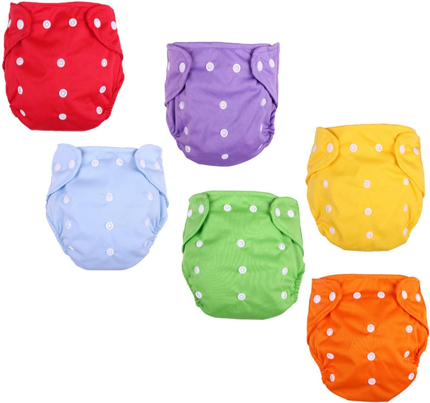 6PCS Pack for Happy Babies Adjustable Washable Reusable Baby Cloth Diapers, Soft Breathable Infant Diapers with TPU Film image number 6