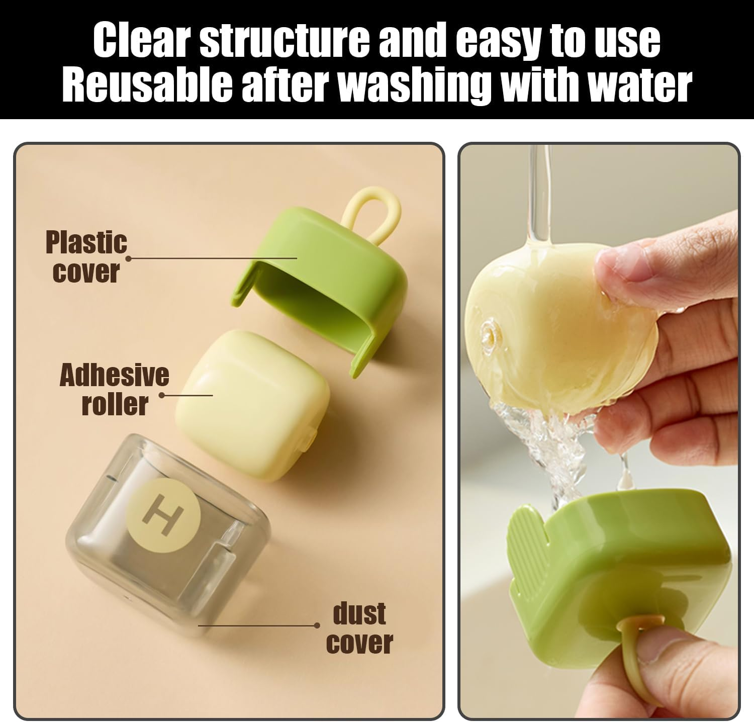 AIRTILY 2 Washable Hair Stickers, 2 Creative Cute Hooks, Clothes Cleaning Tools, Pet Hair Remover image number 3