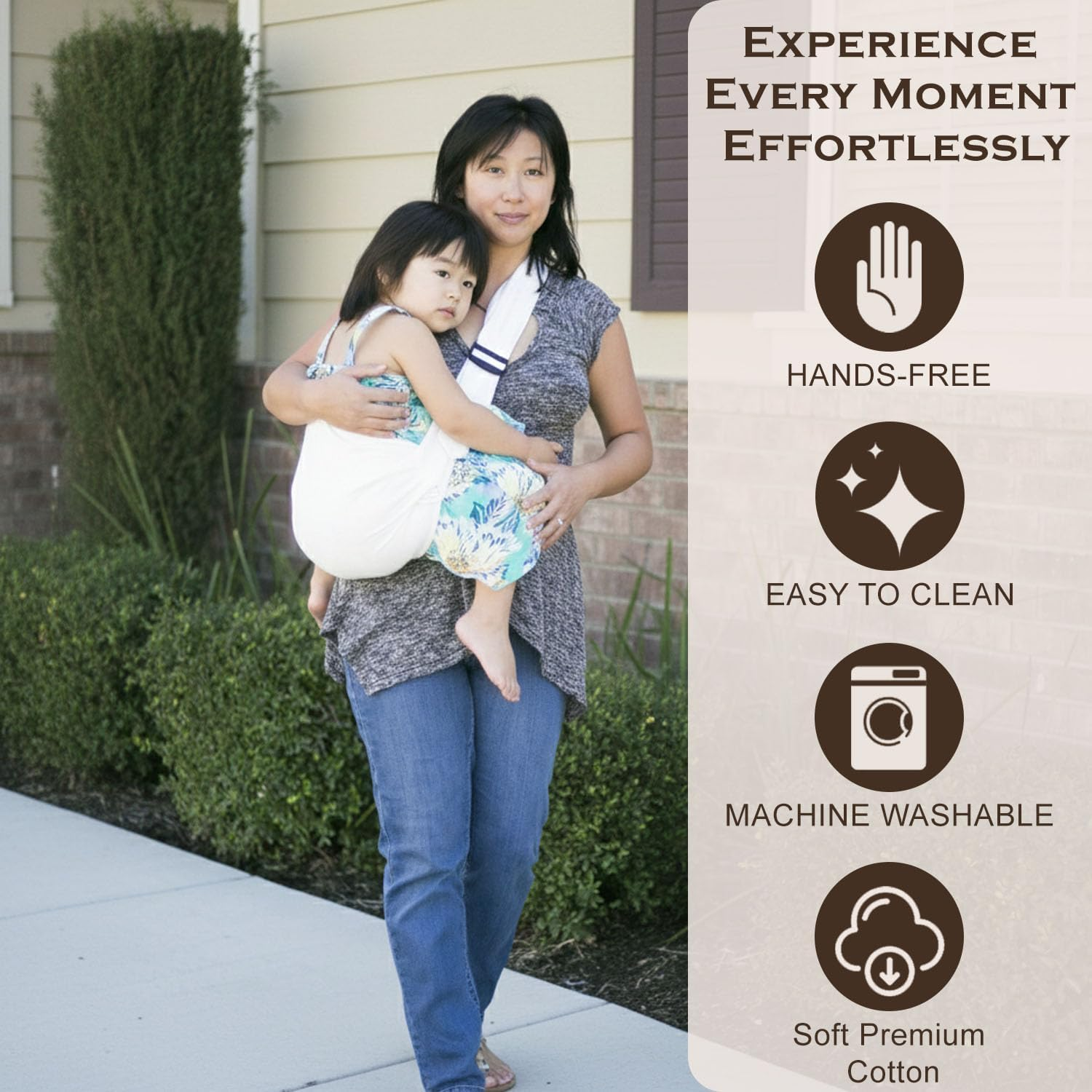 Baby Wrap Carrier | All-In-1 Original Breathable Baby Sling | Baby Carrier Newborn to Toddler | Baby Wrap Sling | Lightweight Baby Carrier Sling image number 4