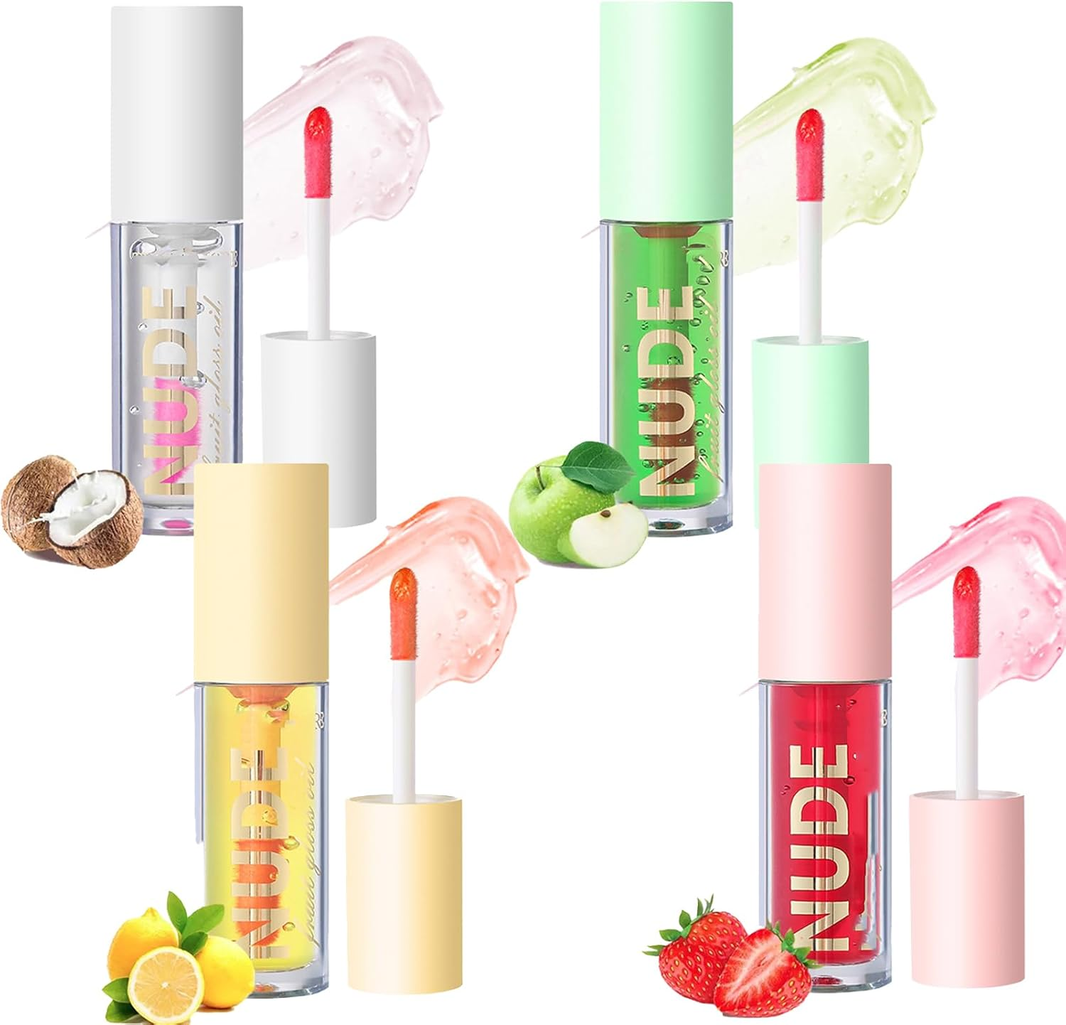 Enmart 6 Pcs Lip Oil Set, Plumping Lip Gloss, Changing Lip Oil Tinted, Fruit Makeup Lip Gloss, High Shine, Non-Sticky Finish, Moisturizing Nourishing Lipstick Anti-Wrinkle Lip Balm