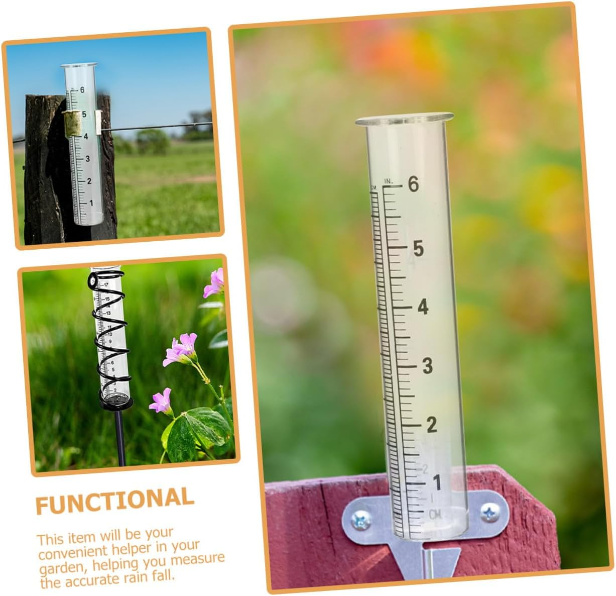 Gadpiparty 4Pcs Professional Glass Rain Gauge Replacement Tubes with Clear Scale Accurate Outdoor Measuring Cylinders for Garden Lawn Easy to Read Numbers Practical Rainfall Measurement Tools image number 2