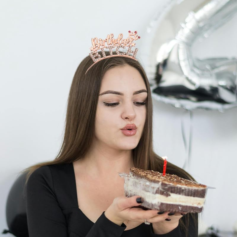 Happy Birthday Headbands for Women Girls Birthday Party Hair Accessories for Teen Girls Girlfriend Wife Birthday Gifts for Besties Soul Sisters Birthday Bday Presents for Her Crown Rhinestone Hairhoop image number 6