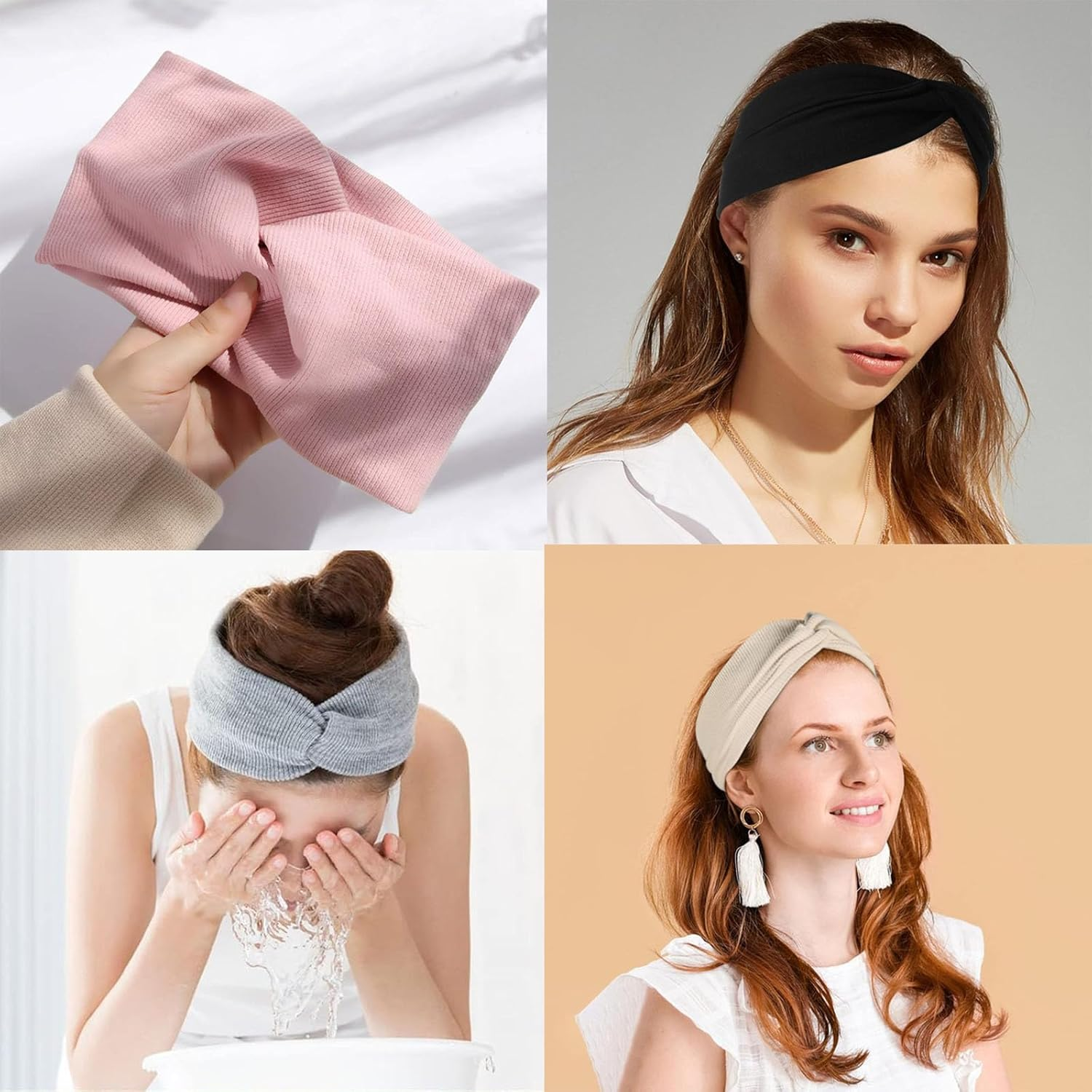 Pack of 5 Women'S Headbands, Elastic Hair Bands, Wide Headbands, Cotton Cross Headband, Women, Yoga Sports Hair Band with Bow, Soft Twisted Headband Women, Hair Accessories for Girls and Women image number 2
