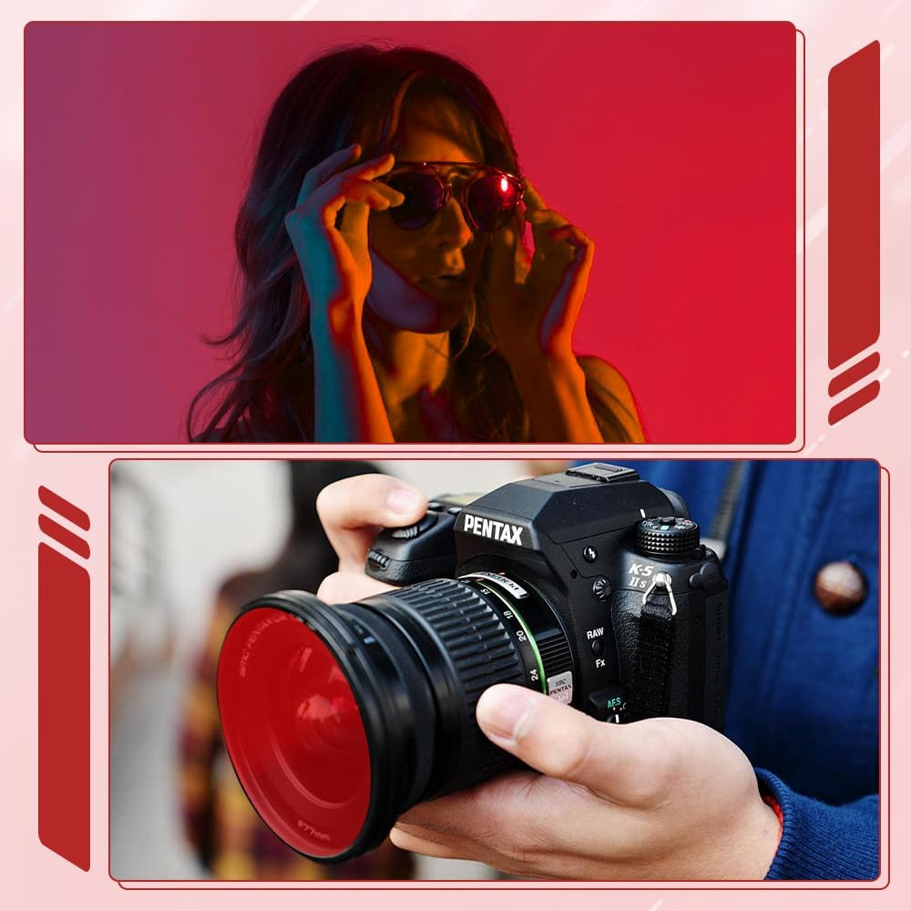 Zozomaiy 6 Pieces Lighting Gels Filter, Colored Overlays Light Gels Sheets, Red Transparent Film, Plastic Light Filters Film, for Photo Studio Strobe Flash LED Video Light DJ Light, 29.7X21Cm image number 5