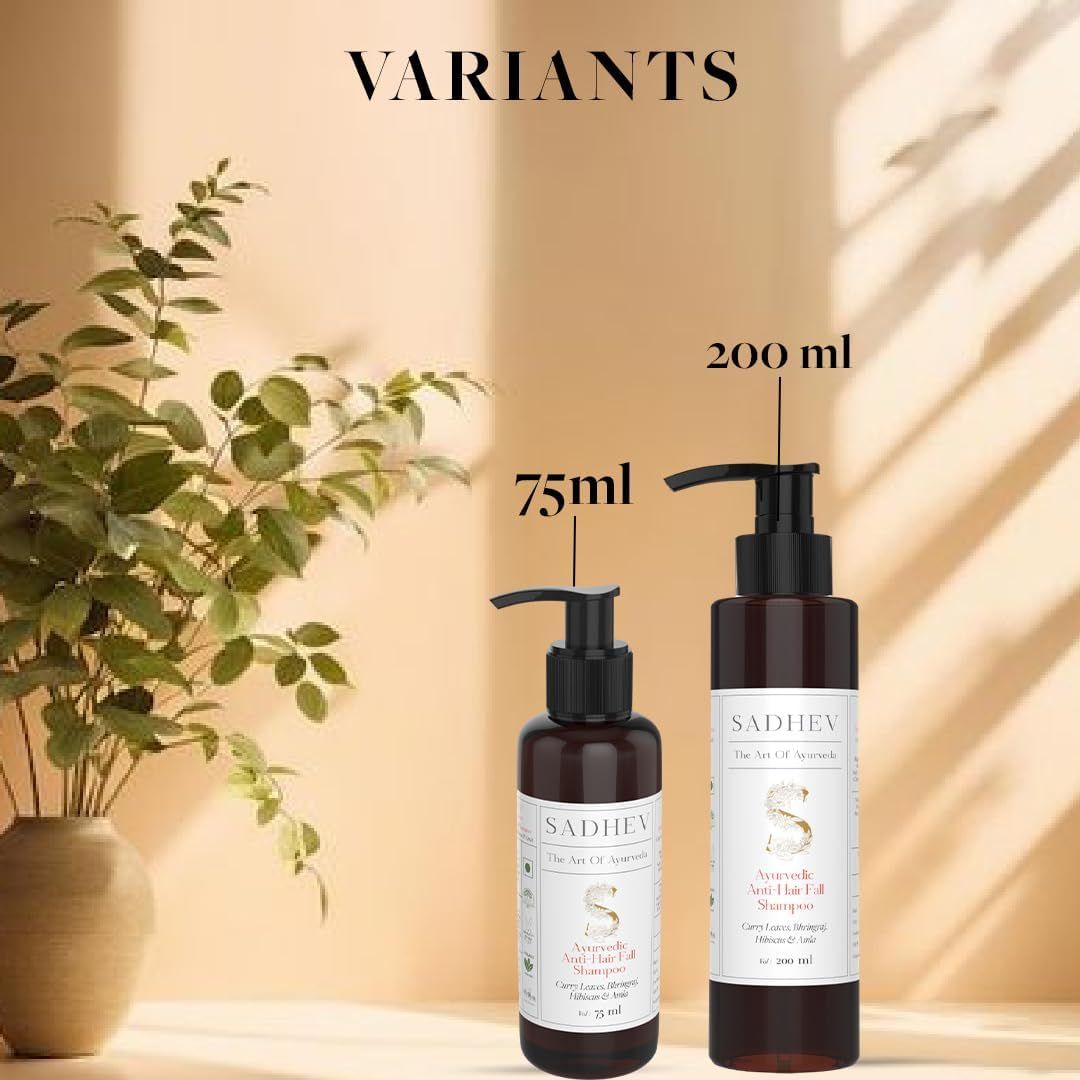 Sadhev Ayurvedic Anti-Hairfall Shampoo with Curry Leaves, Bhringraj, Hibiscus and Amla - 200 Ml (Pack of 1) image number 6