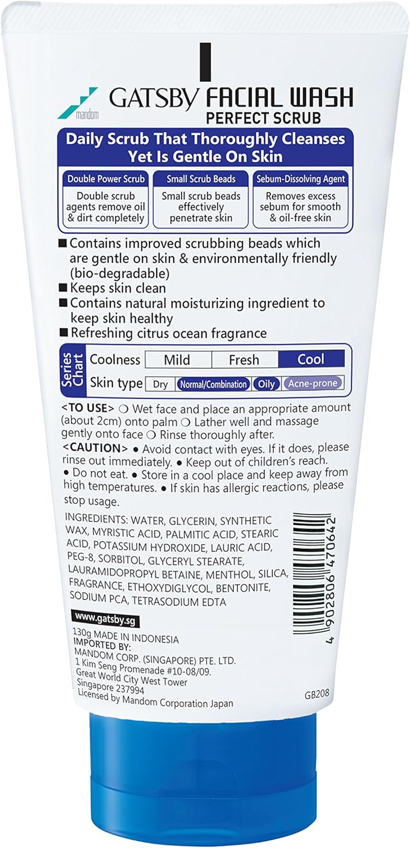 Gatsby Facial Wash Perfect Scrub Japanese Face Wash 130G image number 3