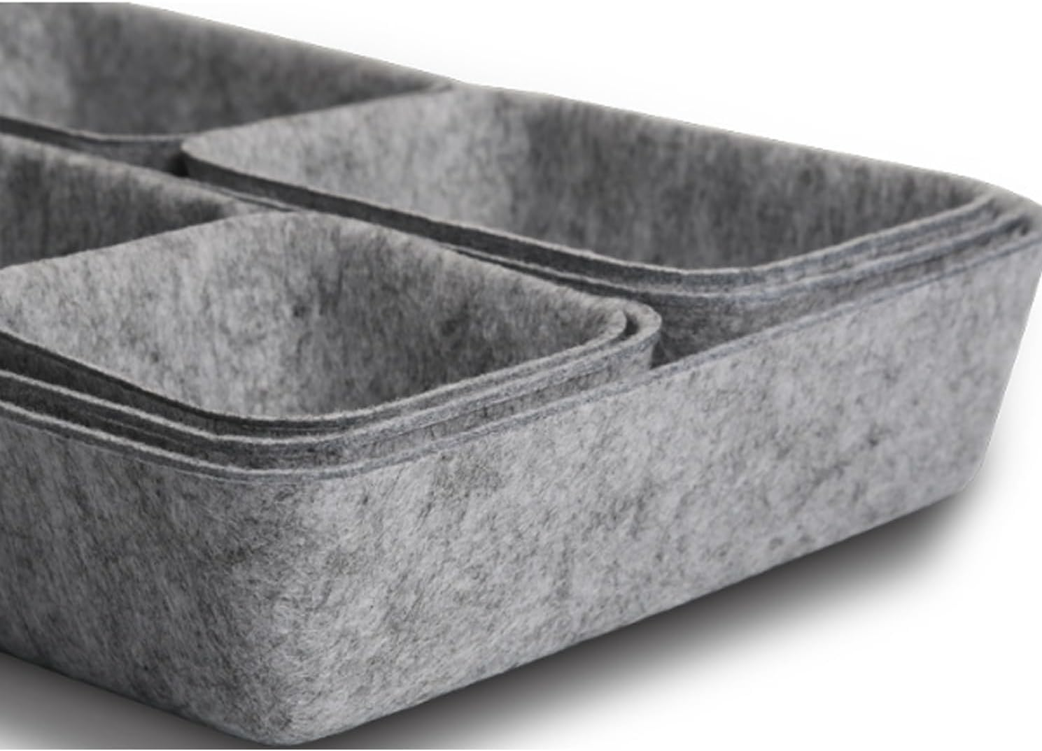 Drawer Organizers Tray Felt Storage Bins Office Desk，Grey Storage Container,Jewelry Organizing Box (Grey)