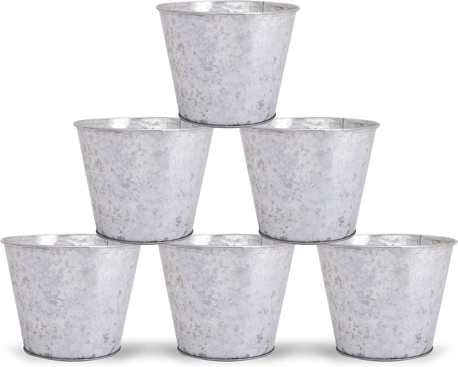 Katai Galvanized Metal Buckets - 6 Pack - Steel Planter Pots for Flowers, Plants, Decor, Home Organization, Weddings - Complete with 6 Labels image number 4