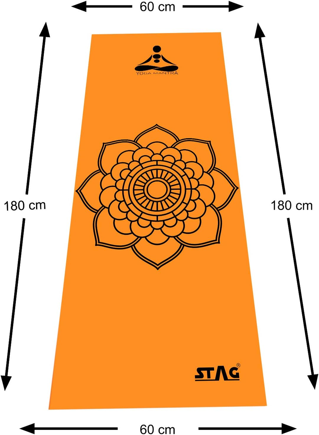 Stag Designer Yoga Mat | Color: Orange | Size: 6Mm | Material: Foam | Dimension: 6Ft X 2Ft | Durable and Flexible to Use | Ideal for Yoga, Pilates, Stretching and Toning Workouts image number 1