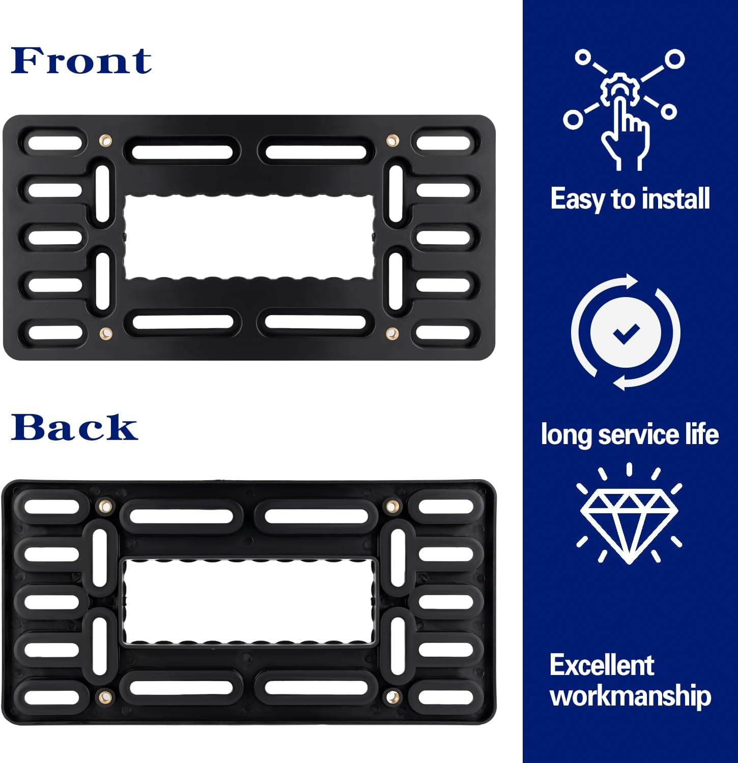OKLPF Front License Plate Bracket- Front License Plate Mounting Kit，Universal Bumper Car Tag Frame Mount Adapter 2 Drilled License Plate Adapters with Stainless Steel Screw Cap image number 2