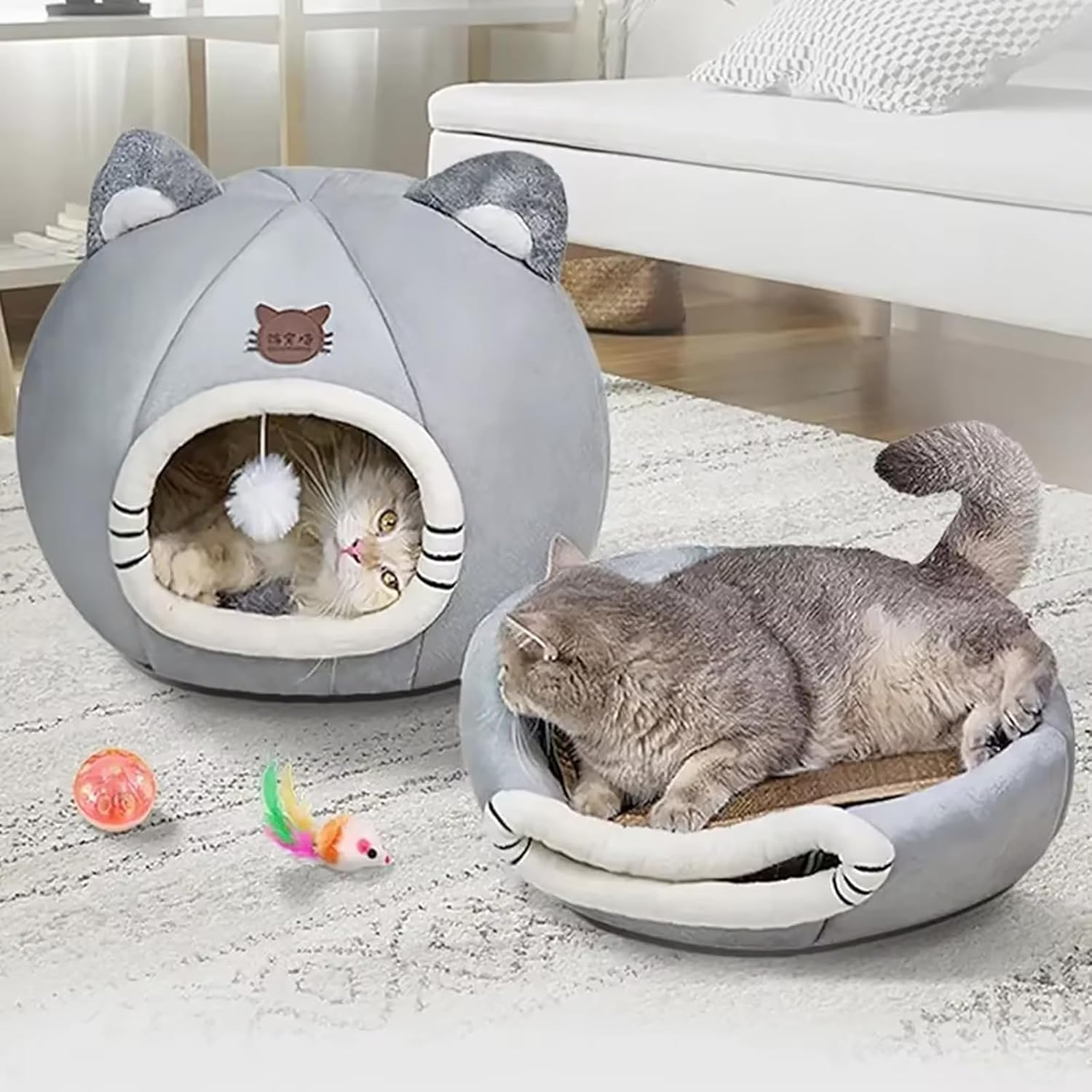 SHINGONE Removable Cat Bed 36X36X36CM for Indoor Cats Semi Closed Dog Cat Nest Snooze Cozy Sleeping Kennel Dog Beds Cat House for Cats Dog Kitten, L image number 5