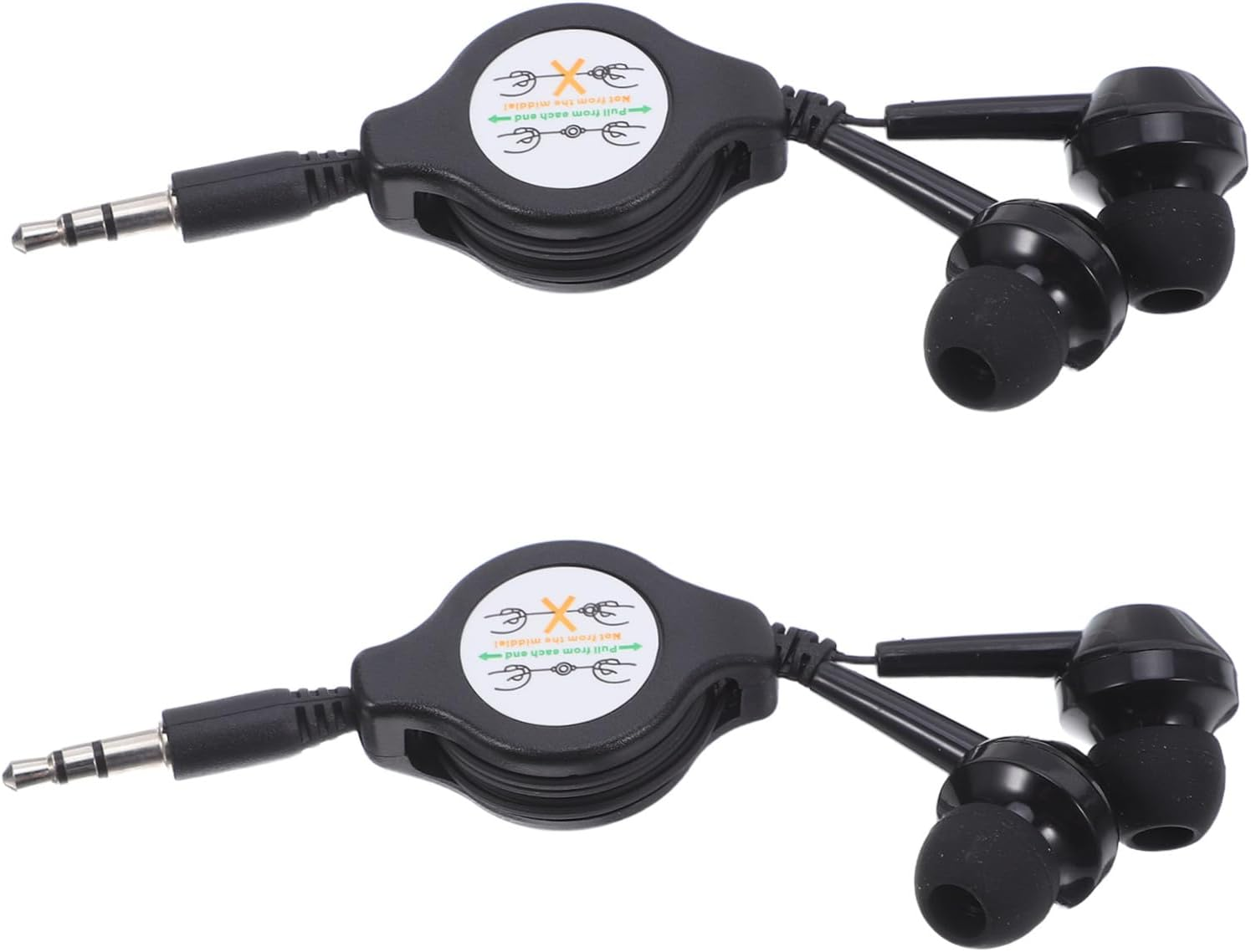 Gatuida 2Pcs Retractable Earbuds Wired In-Ear Headphones Lightweight Stable Fit Noise-Isolating Earphones for Mobile Laptop Gaming Compact Tangle image number 4