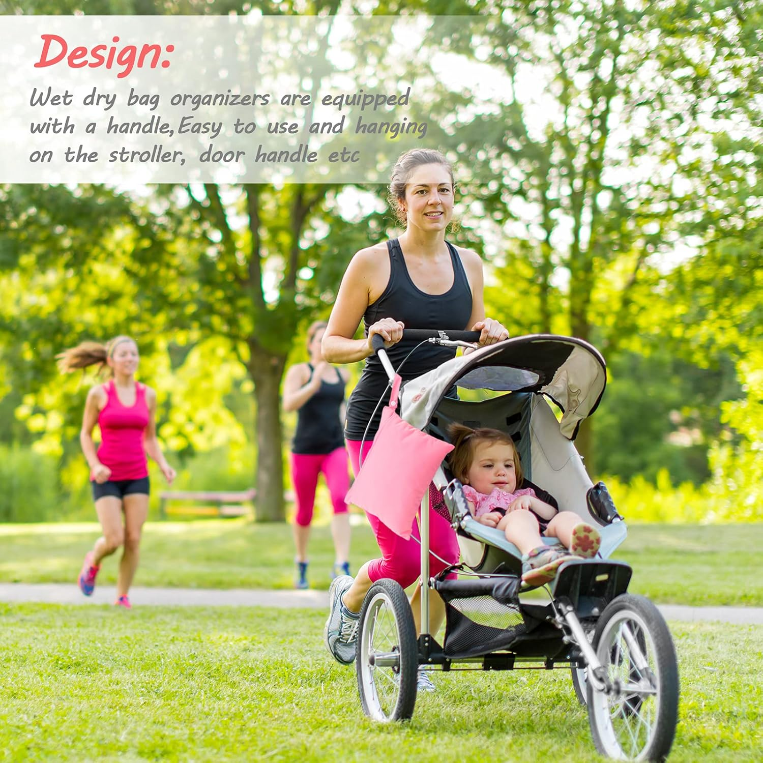 Shappy 4-Piece Wet Dry Bags for Baby Cloth Diapers, Reusable with 2 Pockets, Separates Wet & Dry Items, Perfect for Travel, Gym, Beach & More image number 1