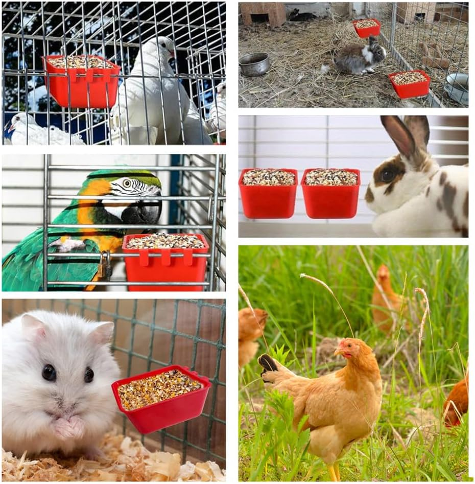 Hanging Cage Bird Cups, Wanfoou 8 Pack Plastic Bird Coop Trough, Chicken Cage Seed Bowl, Hanging Feeding Cups Chicken Coop Supplies, Small Animal Feeder for Gamefowl Parrot Parakeet Poultry image number 1