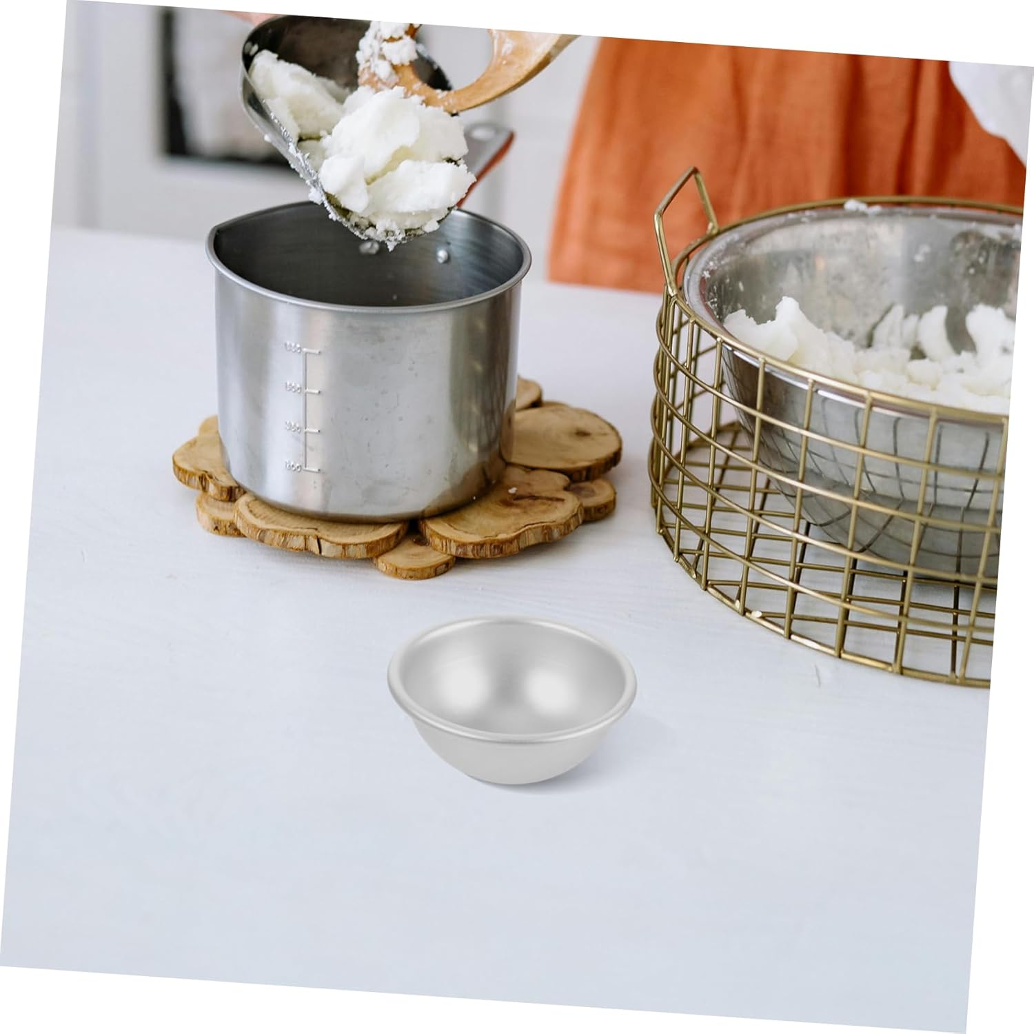 HOMSFOU 12Pcs Aluminum Semicircular Bath Salt Molds DIY Bomb Molds for Shower Soaps image number 2