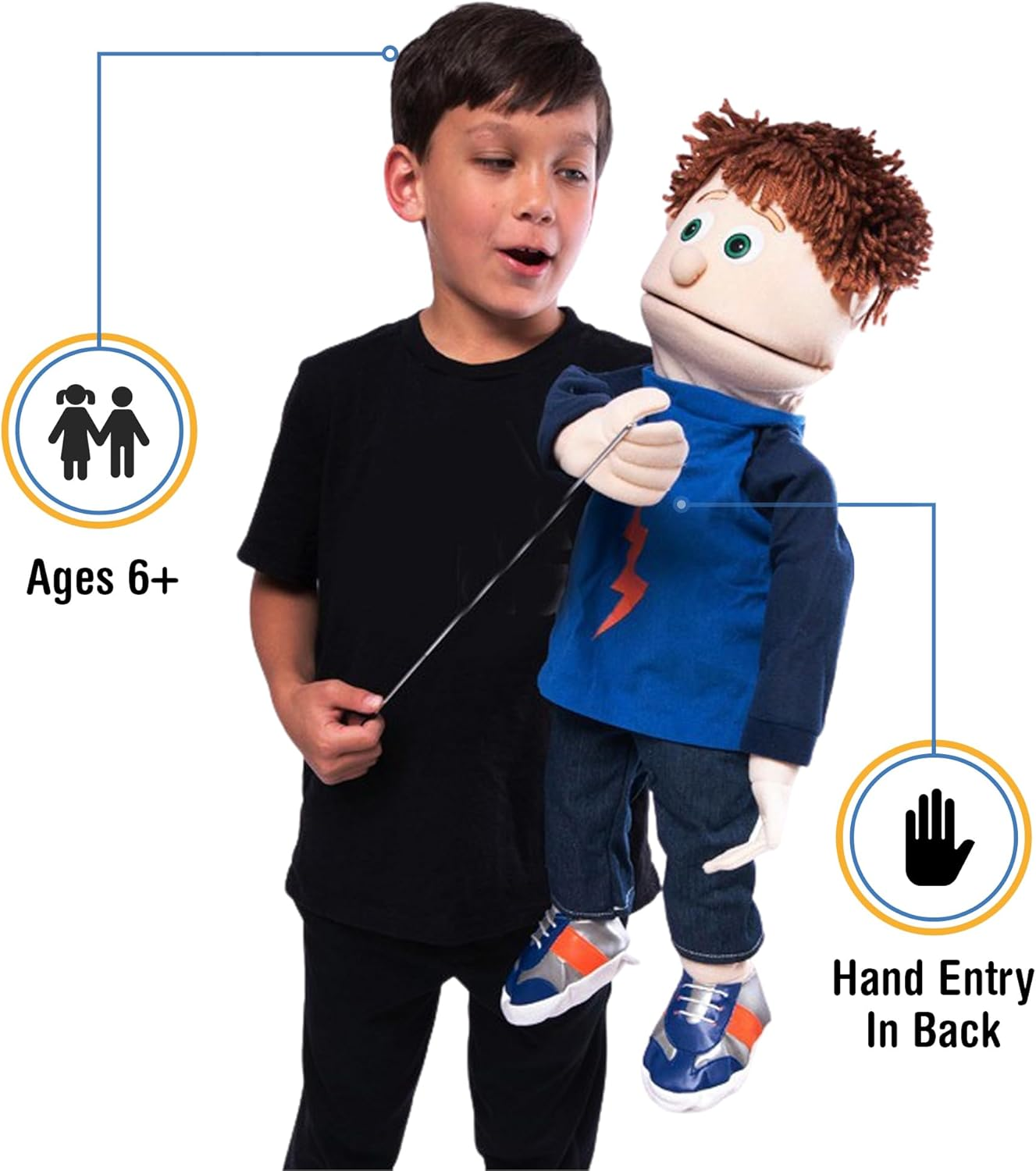 Tommy, Peach Boy, Full Body, Ventriloquist Style Puppet, 65Cm image number 4