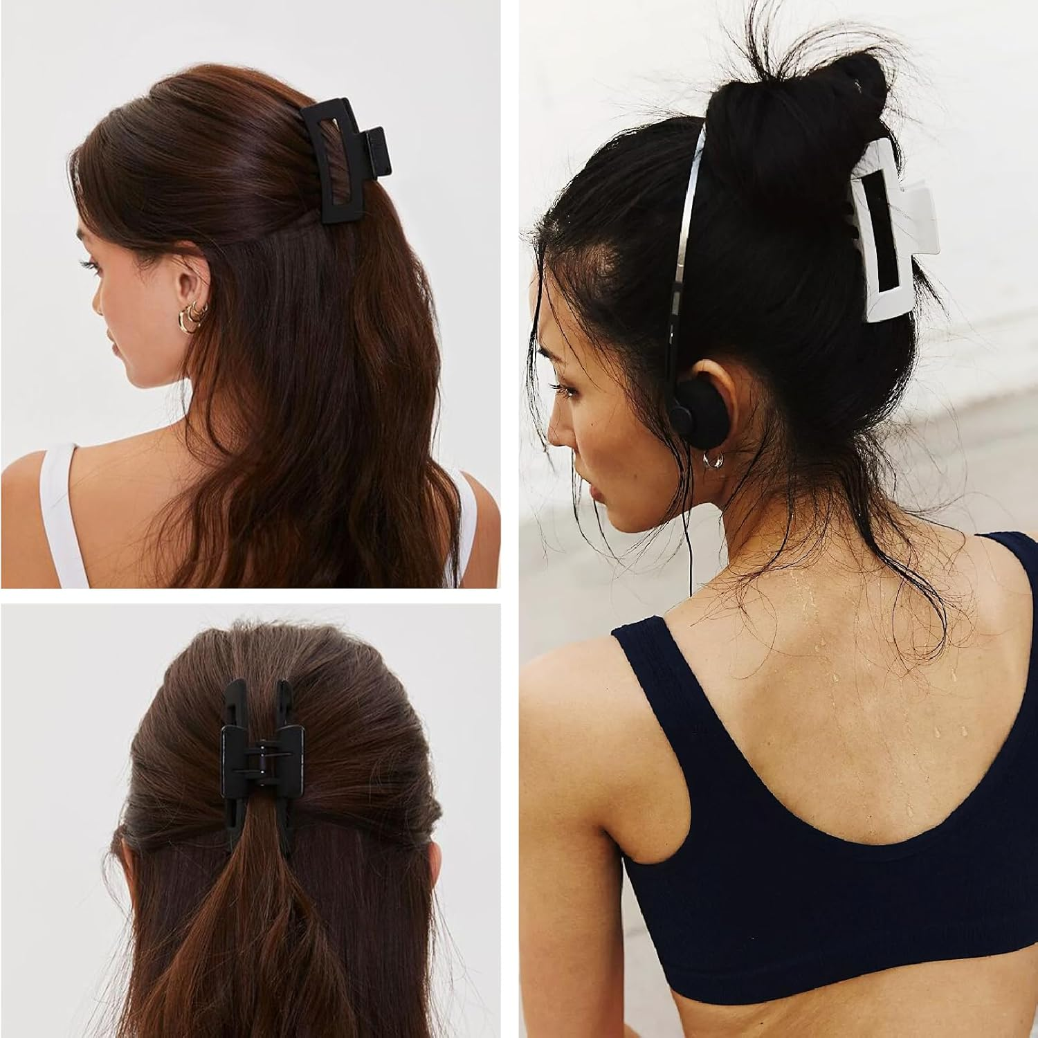 LILIEBE 3.4" Small Hair Claw Clips for Thin Hair (Set of 6) (White) image number 6