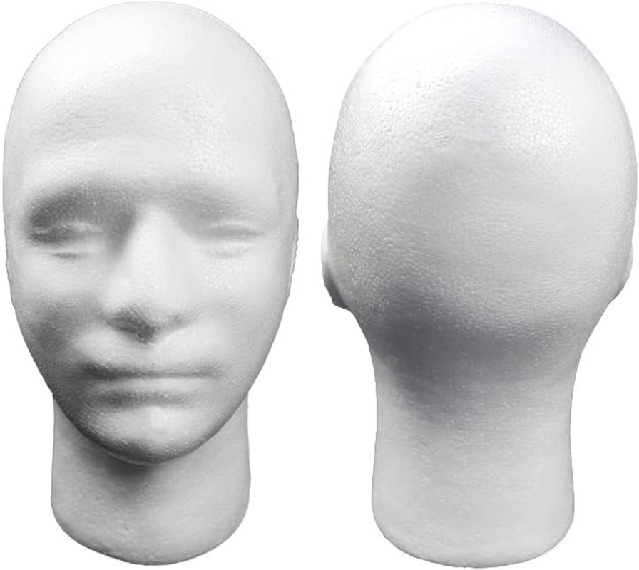 Male Foam Head Model Styrofoam Mannequin Head White Styrofoam Skull Head for Display Wig Hat Foam Human Model Perfect for Hairdressers and Cosmetology Professionals image number 4