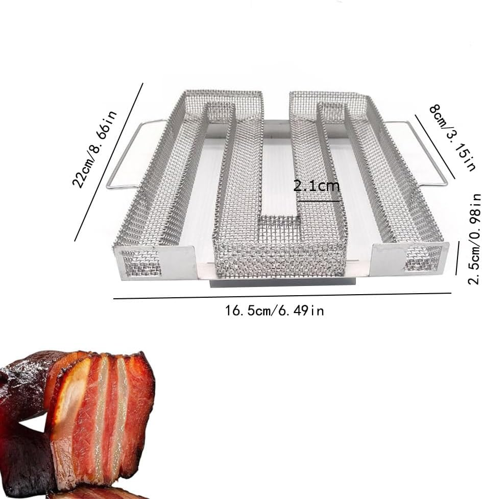 Cold Smoke Generator, Pellet Smoker Generator for Hot and Cold Smoking, Stainless Steel Smoker Cold Smoking, Square Cold Smoker Generator for Kettle(22 X 16.5 Cm) image number 3