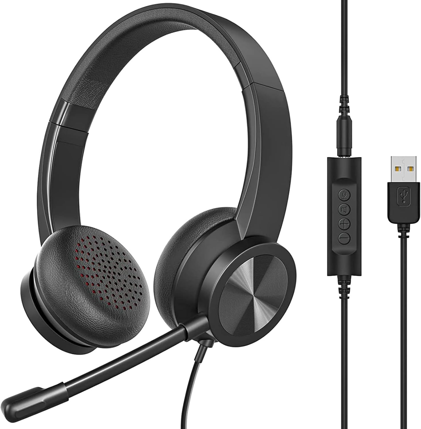 USB Headset with Mic, Wired over Ear Headphone, ANC and Noise Cancelling Microphone of 330 Degrees Rotation, Clear Crystal Sound, Adjustable In-Line Control Microphone, Comfortable Wearing Design image number 5