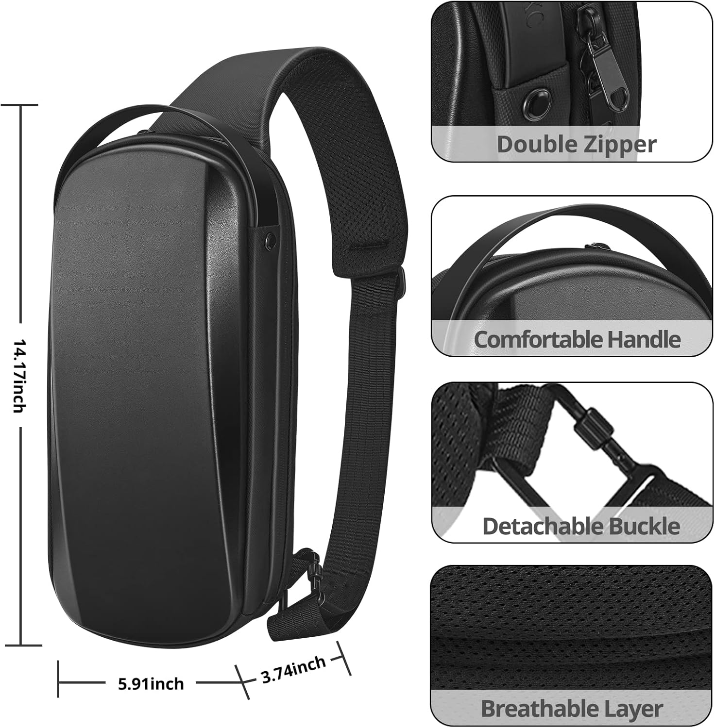 MVRPDXC Carrying Case for Steam Deck Console & Accessories, Shockproof Hard Shell Protective Crossbody Shoulder Chest Backpack with Pockets Fit Console for Travel and Home Storage image number 5