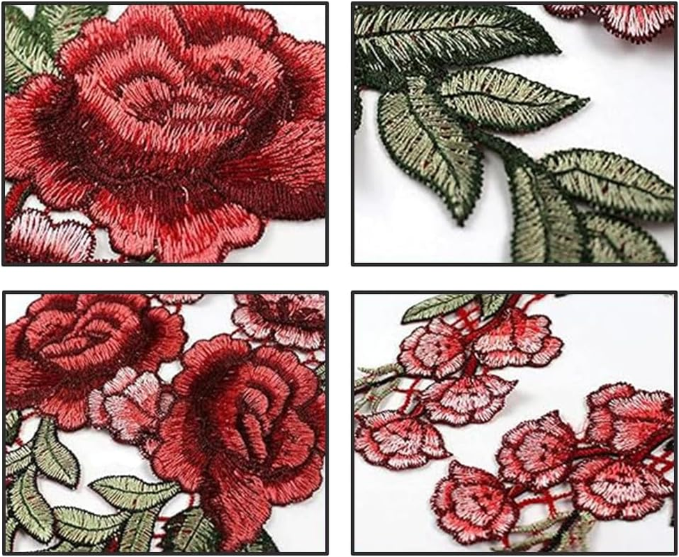 12 Pcs Openwork Embroidery Appliques(6 Pairs),Sew on Embroidered Flower Patches,Rose Embroidered Patches for DIY Crafts Making,Jeans,Hat,Backpacks,Jacket,Bags, Clothes,T-Shirt,Dress,Blouses image number 3