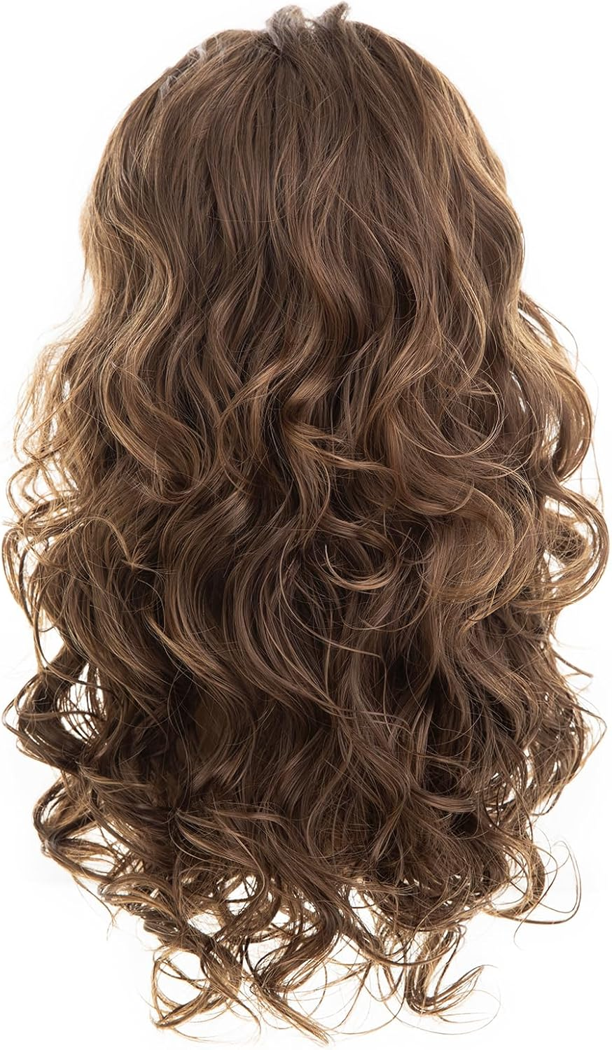 Beweig Mens Brown Long Curly Wavy Wig Middle Part Synthetic Heat Resistant Daily Party Costume Halloween image number 2