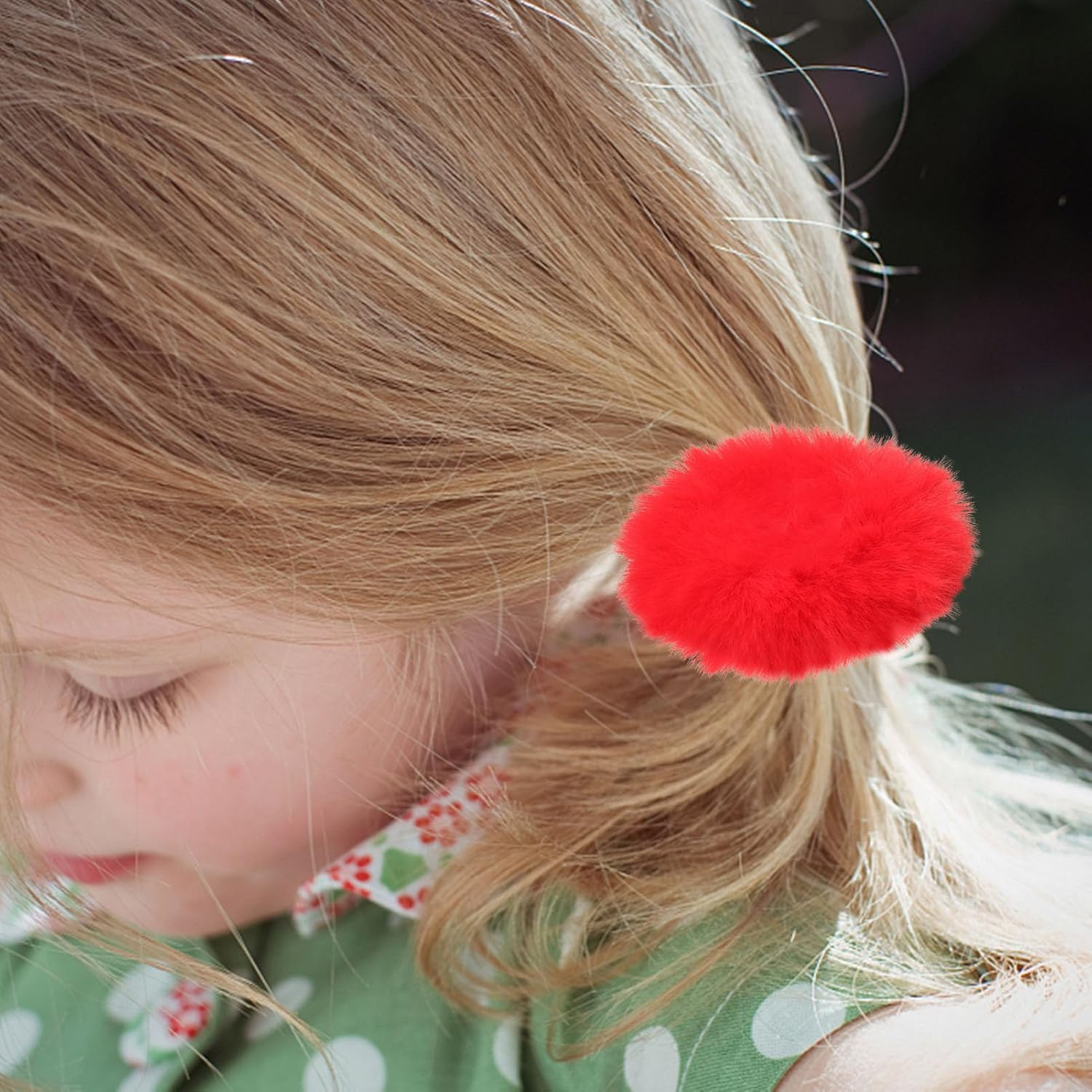 2 Pieces Furry Hair Scrunchies, Elastic Faux Rabbit Hair Ties, Soft and Cute Ponytail Holder, Exquisite Fashion Dress up Accessories for Women and Girls (Red) - Black image number 5