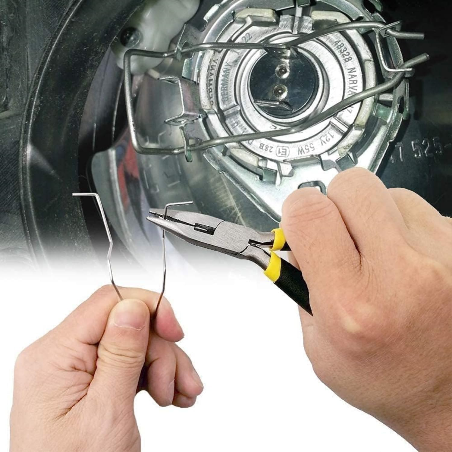 Bulb Retaining Spring Clips for H1/ H3 /H4 /H7 12 Pcs Bulb Universal Car Headlight Clamp Headlamp Dip Dipped Beam Bulb Hoder Clips Retainer Pins Bracket 5ZHSFULLKIT image number 5