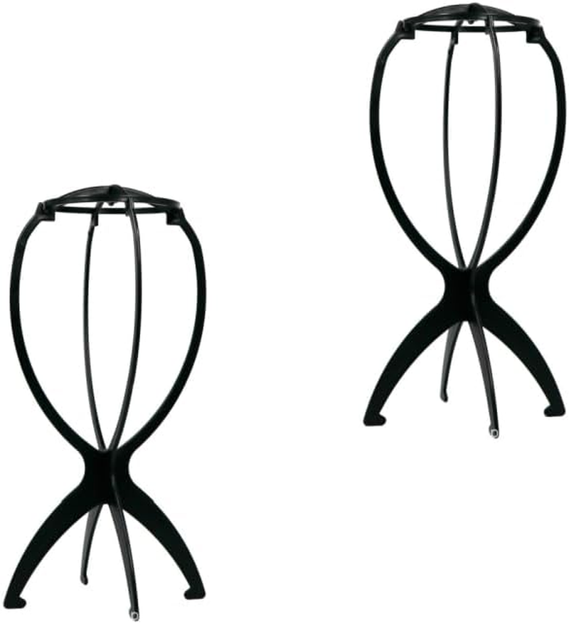Changyeah Wig Stand 13.8 Inches Wig Holder,2 Pcs Stand Stable Wig Holder Durable Folding Hat Cap Display Tool Wig Hair,Collapsible Wig Dryer, Durable Wig Holder, Travel Wig Stands (Black) image number 1