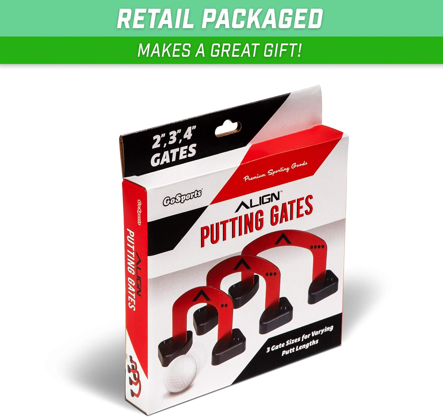 Gosports Align Putting Gates Practice Set: Includes 3 Premium Metal Gates (2 Inch / 3 Inch / 4 Inch) - Use on the Green or at Home, Red