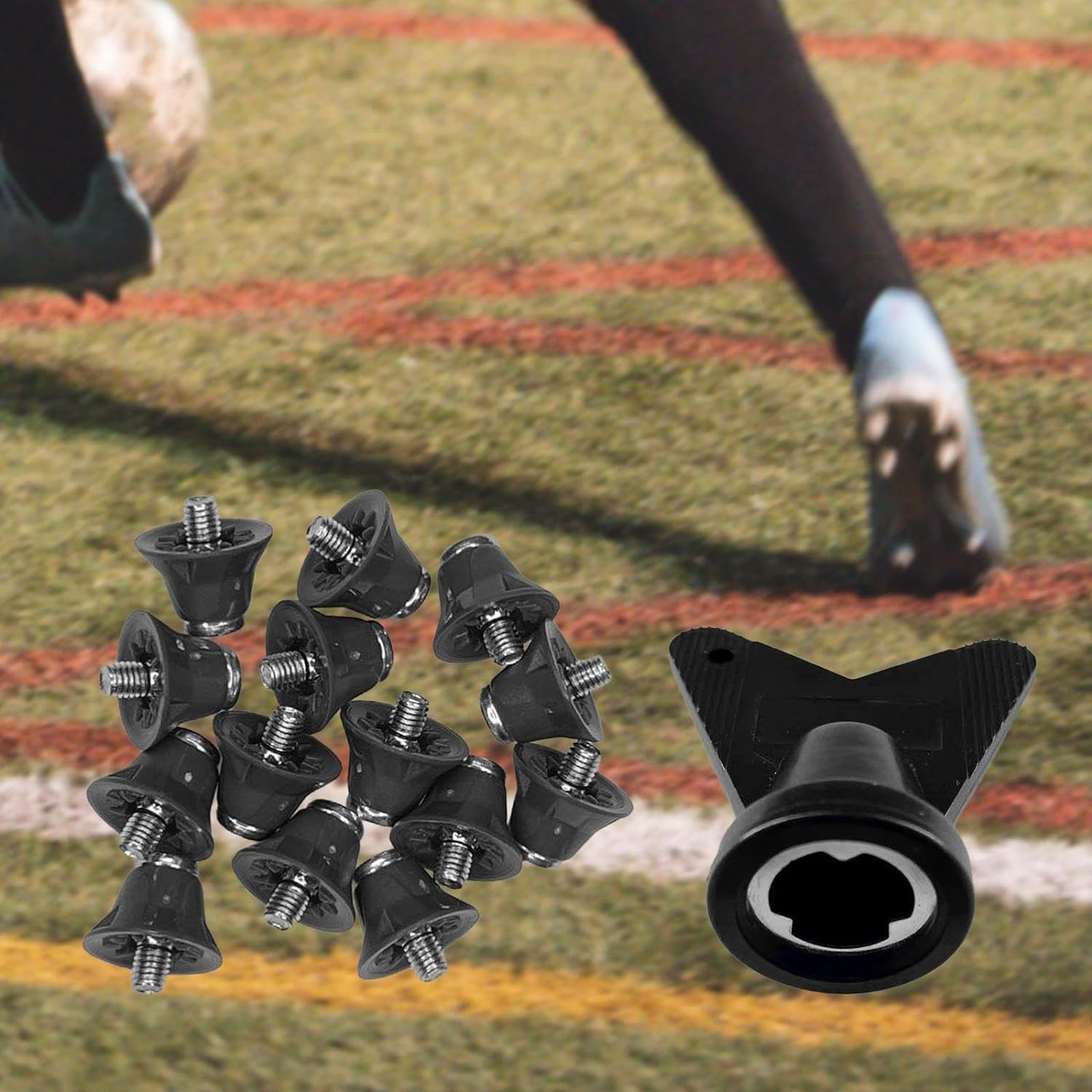Suesacy 12 Pcs Football Boot Studs Rugby Studs Turf 13Mm M5 Screw Shoes Spikes, Soccer Studs for Competition Training Gray image number 6