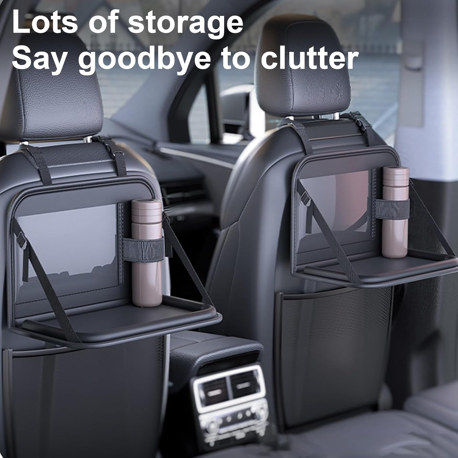 Car Seat Tray - Storage Foldable Rear Desk Laptop Holder,Table for Car Seat,For Snack Time Toddler Airplane Long Ride Camping Eating Office Work Passenger image number 1