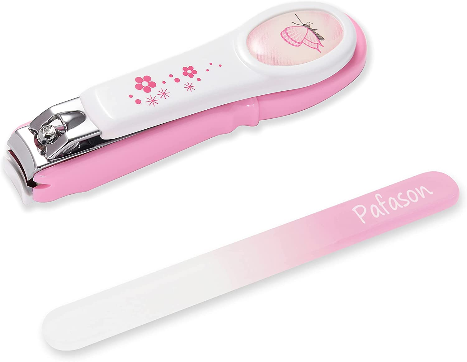PAFASON Baby Safety Nail Clipper with Nail Catcher and Baby Glass Nail File, Czech Float Glass, Stainless Steel, Ideal for Young Children, Infant, Newborns, Babies,Toddlers